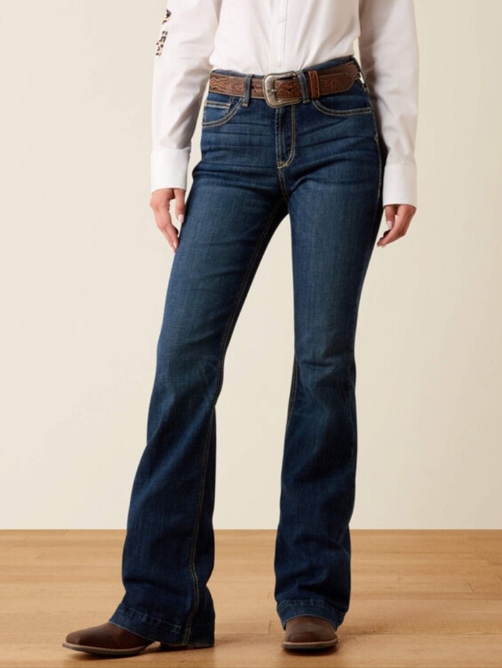 Ariat Women's High Rise Trouser Bootcut Jeans Dark Wash Denim